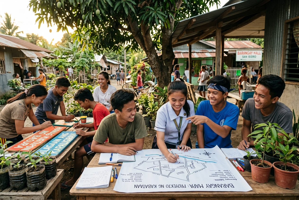 Youth collaborating in a barangay community